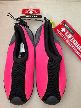 Lifeguard Kids Water Shoes Pink & Black NWT Pool Beach